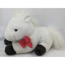 White Horse Pony Plush 11 Inch Long 1992 Toys R Us Stuffed Animal Toy