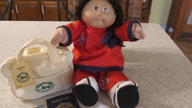 Cabbage Patch Kids Doll, I went to China 1985 with passport and flight bag