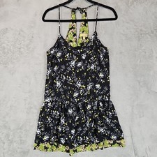 Princess Vera Wang Dress Juniors M Black Floral V Neck Ruffle Sundress Mini