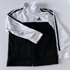 Adidas Color Block Track Jacket Full Zip Black White Size 4 Kids
