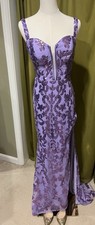Women s Purple Mermaid Fit Prom Party Dress Sparkly Sequins Lace Up Back Size 4