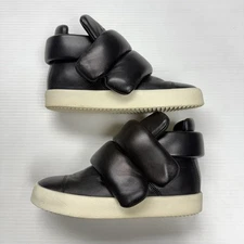 Giuseppe Zanotti Sneakers Womens 38 1/2 Black Puff Strap High Top Leather Italy