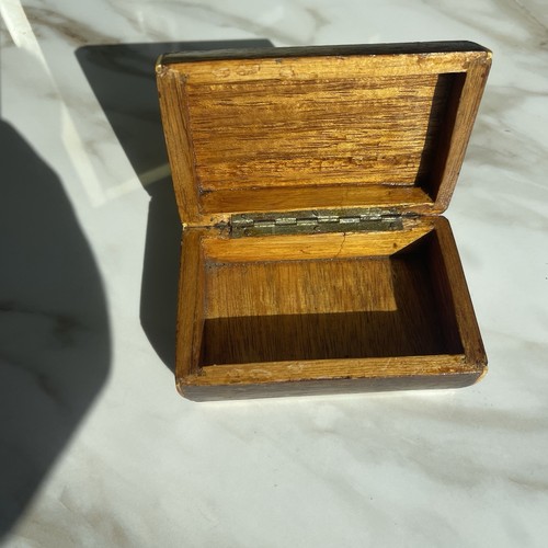 Antique Egyptian Wood Inlay Abalone Pearl Storage Box 5 x 2.75 in - Picture 5 of 9
