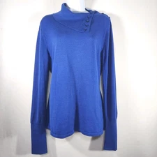 Carlisle Pullover Sweater Mock-neck Sz L Silk Blend Knit Royal Blue 