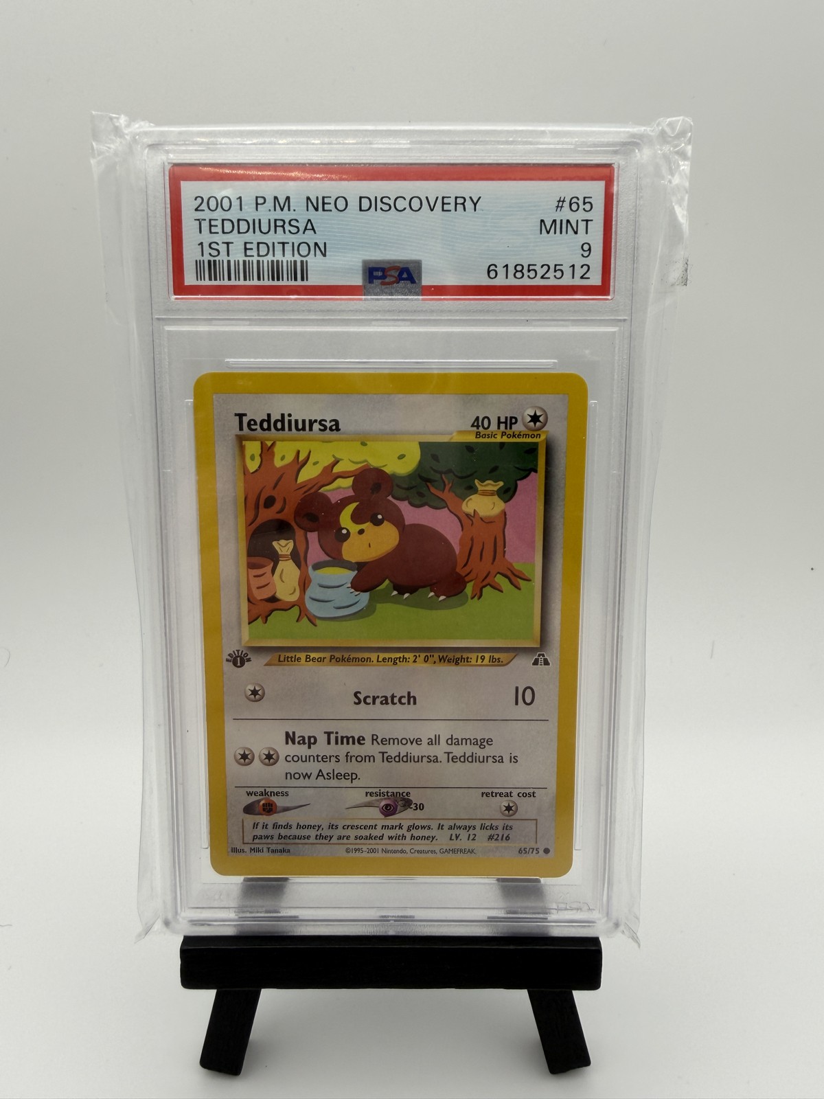 Pokémon TCG Teddiursa 65/75 Neo Discovery 1st Edition PSA 9