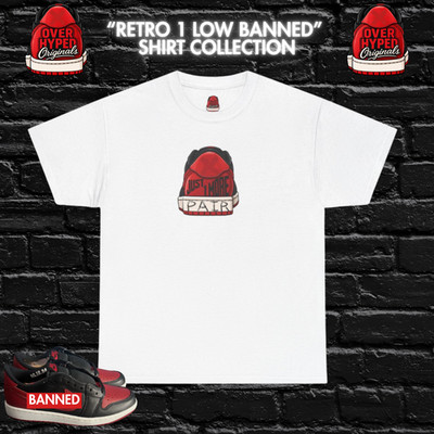 Shirt to match Retro 1 Low Banned OG Matching  Streetwear Black/Red-1 MORE PAIR