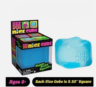 AUTHENTIC LOT 3X Nee Doh NEEDOH Nice Cube Super Solid Squish Blue
