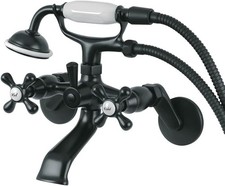 Kingston KS266MB Wall Mount Clawfoot Tub Faucet, Matte Black