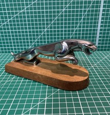 7 3/4" Long Jaguar Leaping Cat Car Mascot/Emblem On Stand