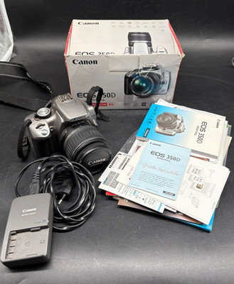 Canon EOS 350D DSLR-Kamera Silber Canon EF-S 18-55mm 1:3,5-5,6 II USM Ultrasonic