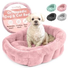 Small Orthopedic Dog and Cat Bed - Faux Fur Luxury Cuddler for Pets Under 15 ...