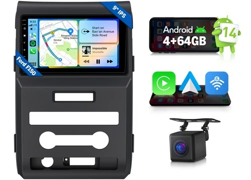 Android 14 4+64 9"Car Radio Stereo CarPlay GPS For Ford F150 2009 2010 2011 2012