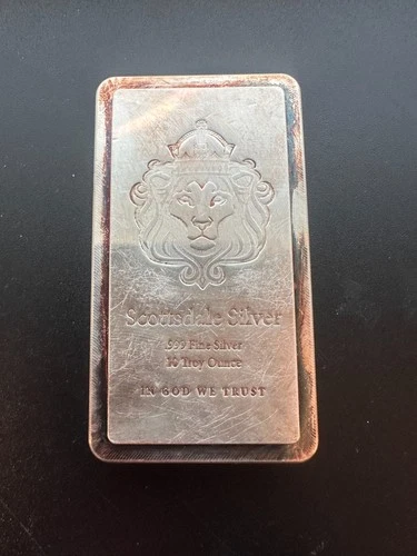 10 oz Scottsdale STACKER® Silver Bar - Ten Troy oz .999 Silver Bullion - Toned