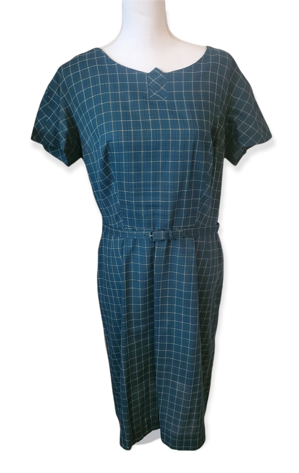 Vintage1960's Robert Leonard Dress Dark Green with Wh… Gem