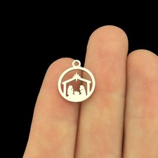 2 Nativity Stainless Steel Charms - Christmas...
