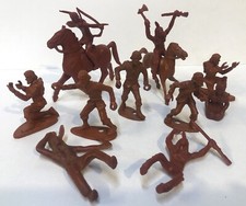 Tim Mee Toys Vintage Indian Cowboy Figures Woman Kneeling 1960  s Plastic Brown