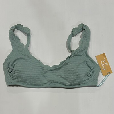 Women's Scalloped Pique Scoop Bikini Top - Kona Sol Lime Cream Green M (8-10)