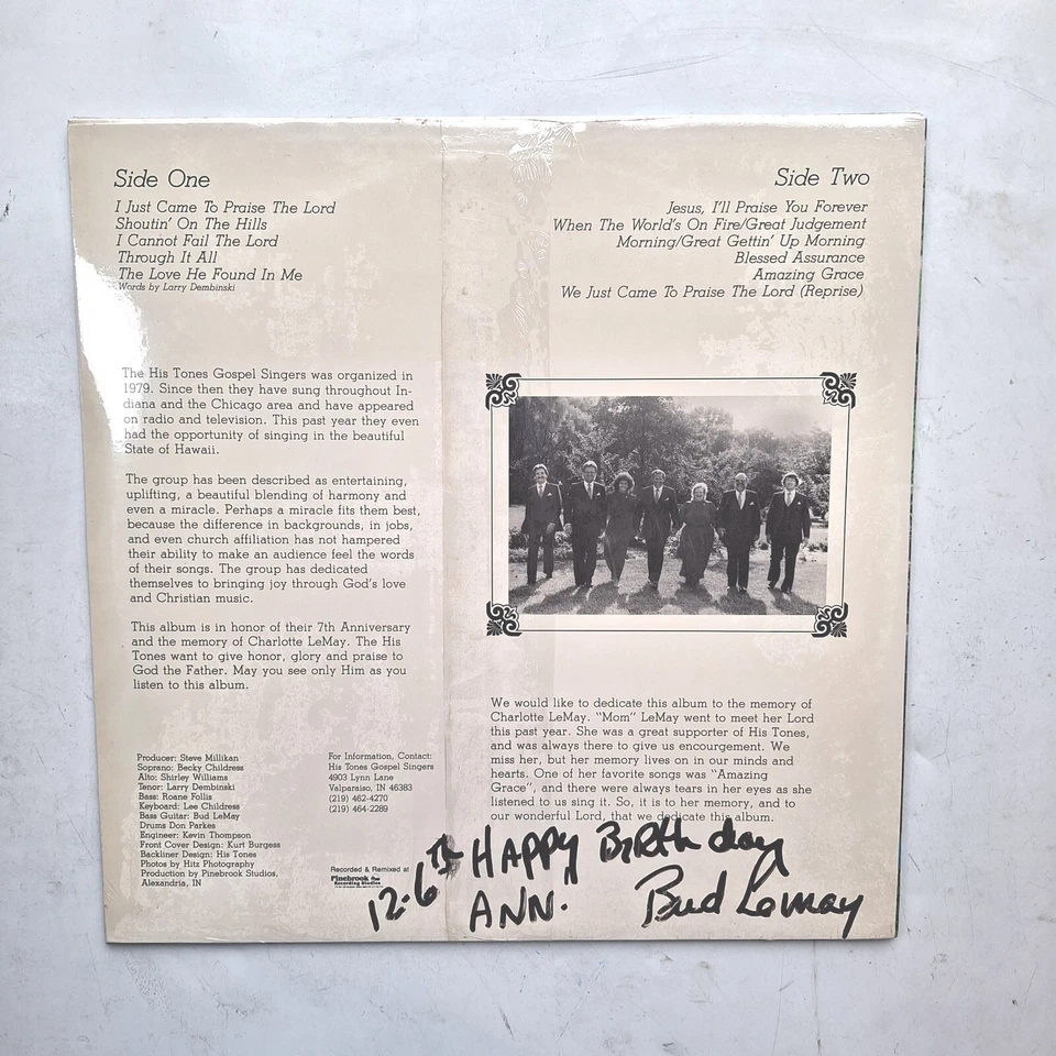 His Tones Gospel Singers We Just Came To Praise The Lord Sealed Vinyl LP Foto 4 de 4