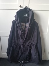 Maison Scotch Navy Blue Parka Coat Size 1 Uk 8 10 Gingham Check Lining