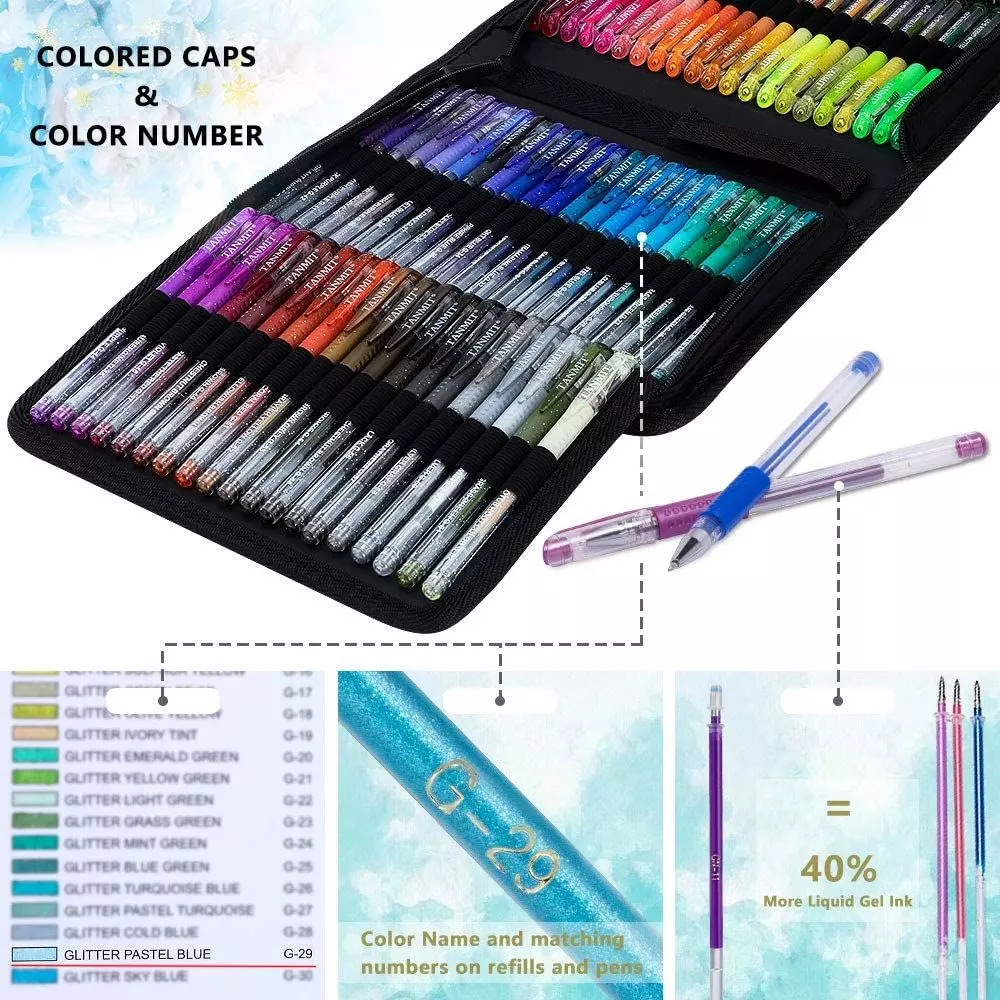 Gel Pens, Gel Pens Set, 24 Pieces, Gel Pens in a Case, Multicolor