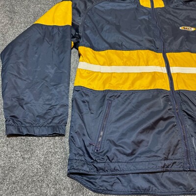 NAVY Jacket Mens XL Blue Yellow Windbreaker Full Zip Hooded