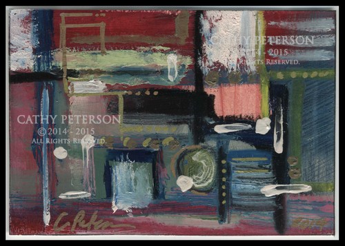 Motel + Shop Around Corner Original ACEO oil PAINTING Signed Fine Art C Peterson