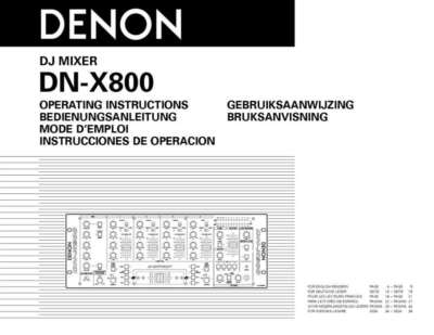 Denon DN-X800 DJ Mixer Owners Manual