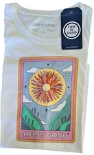 Life Is Good SS Shirt Crusher Tee FORECASTING GOOD KARMA Sun Chest44in Womens L