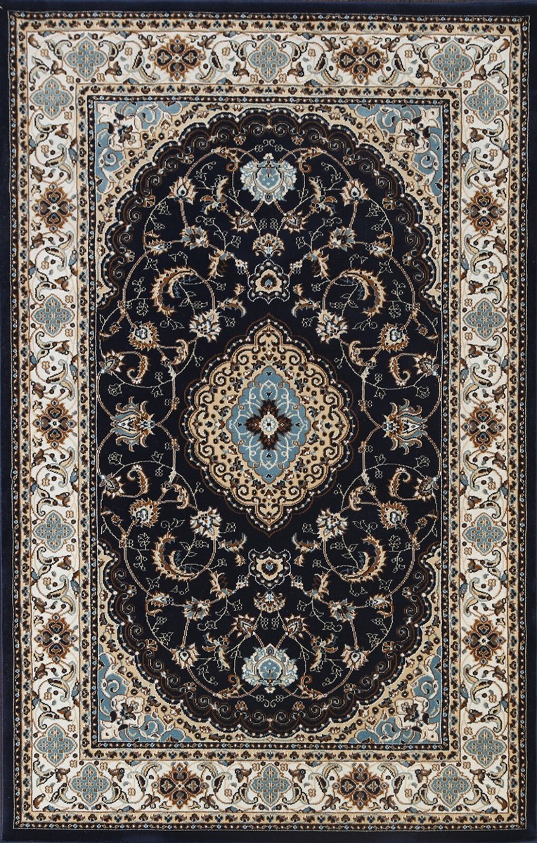 New Navy Blue Medallion Floral Traditional Oriental Area