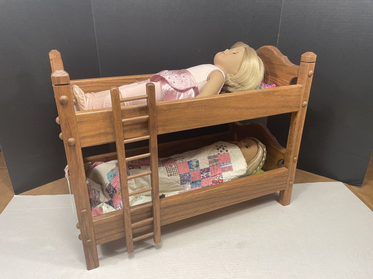 Vintage Amish Oak Doll Bunk Bed w/Ladder for American Girl Dolls new w/tag