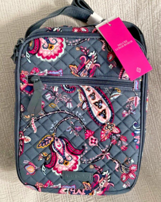New Vera Bradley Cotton Deluxe Lunch Bunch Felicity Paisley NWT gray pink