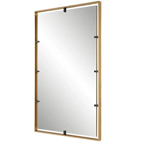 Uttermost Egon Contemporary Iron Metal Wall Mirror in Warm Gold - Picture 2 of 7