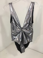 Wolf & Whistle Women's Silver Metallic Twist One Piece Swimsuit Us Sz 8 Wolf & Whistle Women's Silver Metallic Twist One Piece Swimsuit Us Sz 8