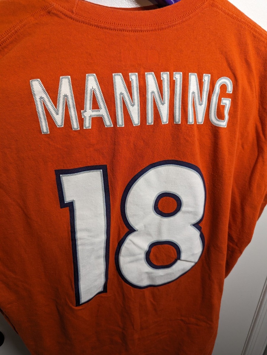 Peyton Manning #18 Denver Broncos Orange T-Shirt Size 2XL