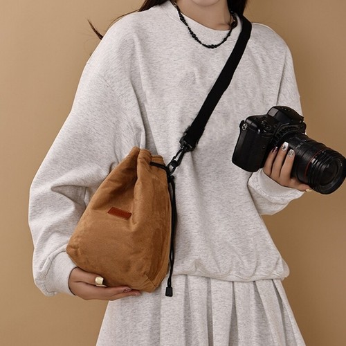 Camera Case Drawstring Bag Vintage DSLR Camera Bag Soft Lens Case with Strap - Picture 3 of 18