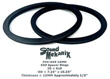 6x9" Plastic Speaker / Spacer Ring PVC-6x9 12MM One Pair Made In The USA