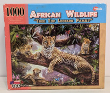 1000 Piece Papercity Puzzles "AFRICAN WILDLIFE TREE TOP LEOPARD FAMILY" NIB