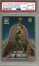 Giannis Antetokounmpo 16/17 Donruss Optic All Clear for Takeoff Holo PSA 10