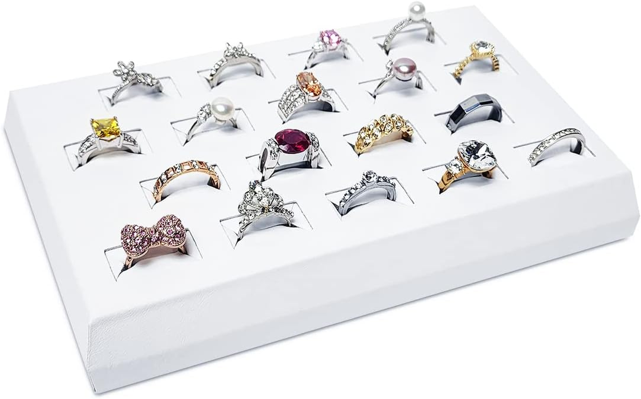 18 Slots Ring Tray Display, Slotted Ring Showcase Display Jewelry Organizer Stan