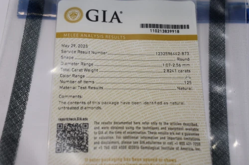 125 GIA Certified Melee Diamonds (J-L Color) - 2.82ct - Natural, Untreated