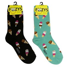 Ice Cream Cones Dessert Vanilla Chocolate Lightweight Foozys 2 Pairs Socks
