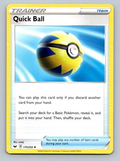 2020 Pokemon Card Sword & Shield Quick Ball 179/202