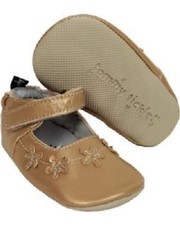 Tommy Tickle Gold Leather Mary Janes Baby Girl Shoes Size M 6-12 Months NEW