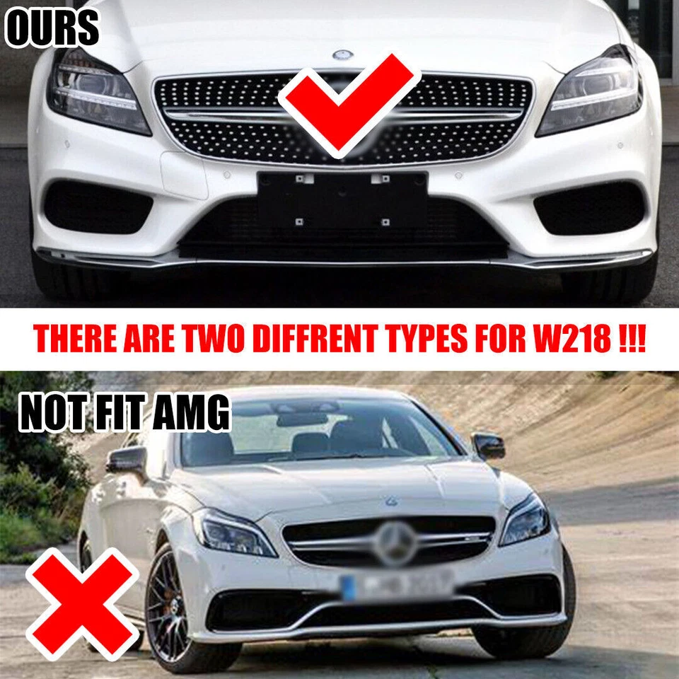 Para Mercedes Benz W218 CLS 2015-2018丨 Cubierta de moldura de labio de parachoques delantero cromado Foto 2 de 4