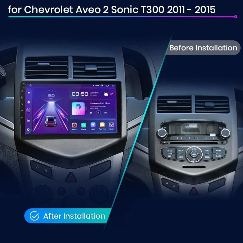 RADIO 2 DIN PER CHEVROLET AVEO 2 SONIC T300 NAVIGATORE GPS BLUETOOTH CARPLAY - Immagine 2 di 4