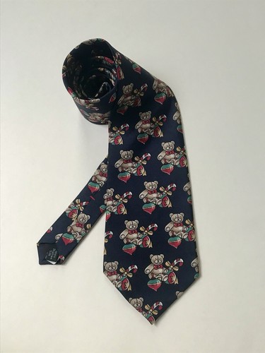 American Traditions Christmas Theme Italian Silk Necktie Teddy Bear/Toy 58” x 4”