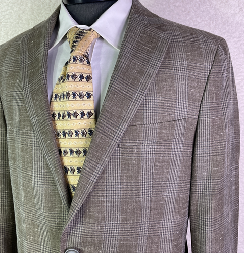 Michael Kors Men's Brown Plaid Wool Blend Sport Coat Blazer Sz 40L