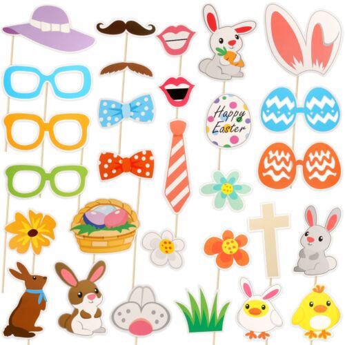 Easter Photo Booth Props Set, Easter Bunny Egg Flower Photo Props for Easter ...