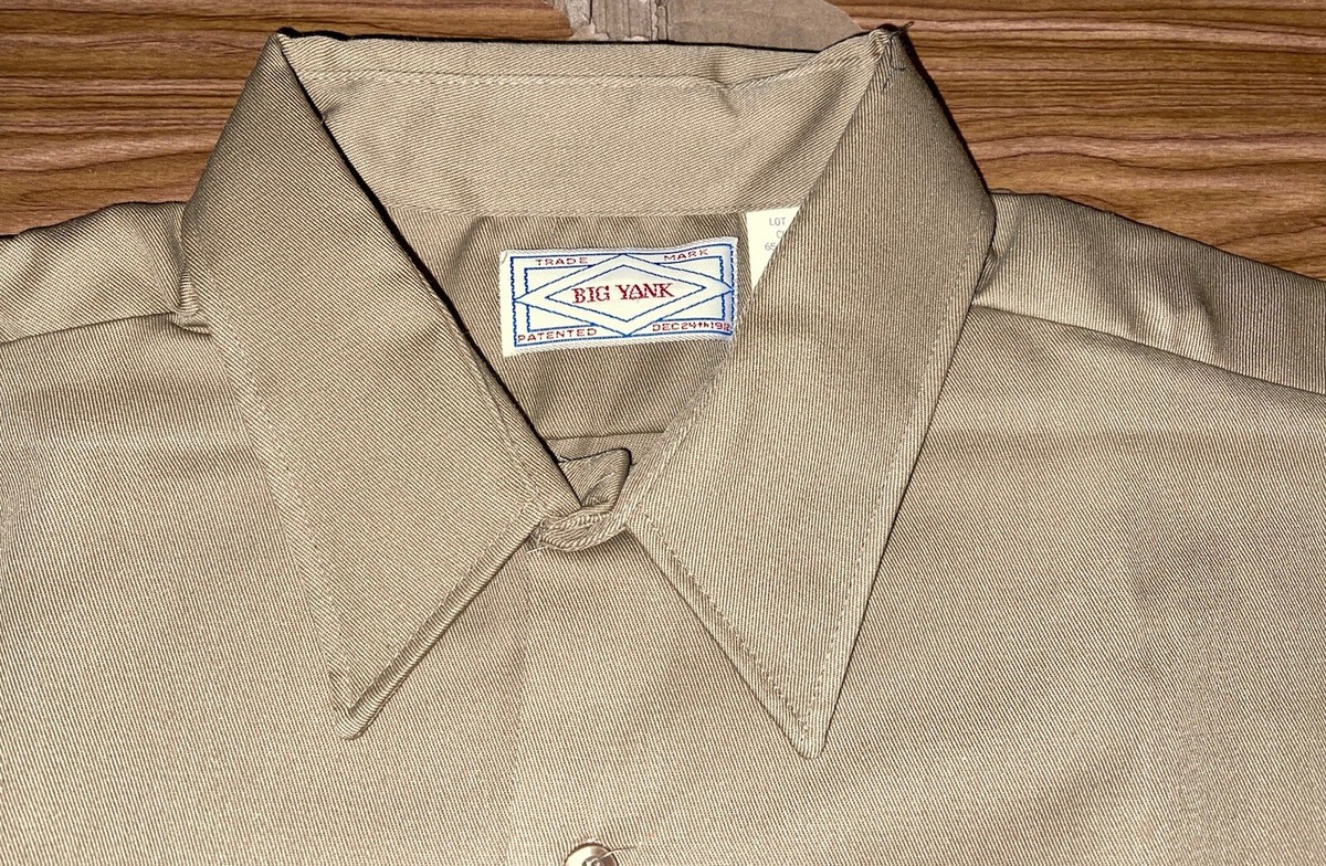 VTG 60's Deadstock BIG YANK Men's Khaki Button Down Work VTG 60's Deadstock BIG YANK Men's Khaki Button Down Work