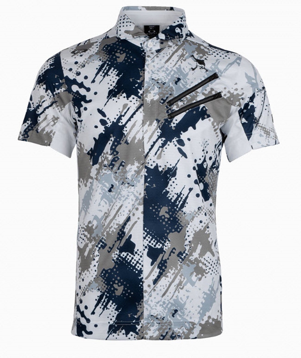 OAKLEY Men Skull Noisy Tone Polo T-Shirt MOSAIC Print Top